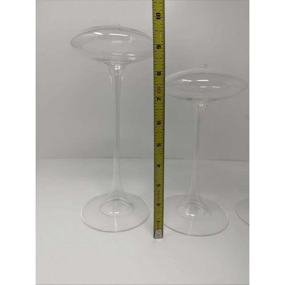 Vintage Firelight Hand Crafted Glass Omni Stem Oil Candle Holder Set Rare Trio 3